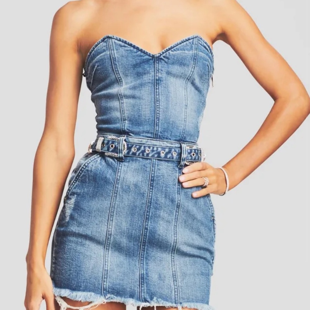 Retrofete Ashlyn Denim Strapless Mini Dress